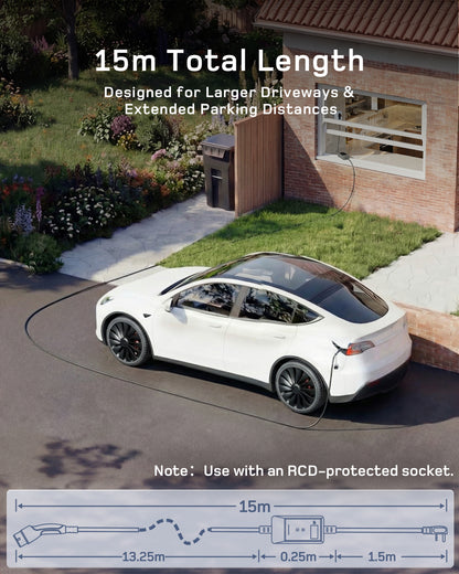 dé EV Charger 3 Pin Plug 10m with App