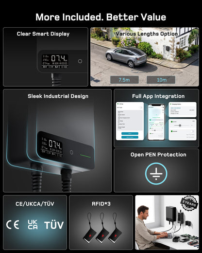 dé EV Charger 7kw type 2 with App