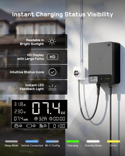dé EV Charger 7kw type 2 with App