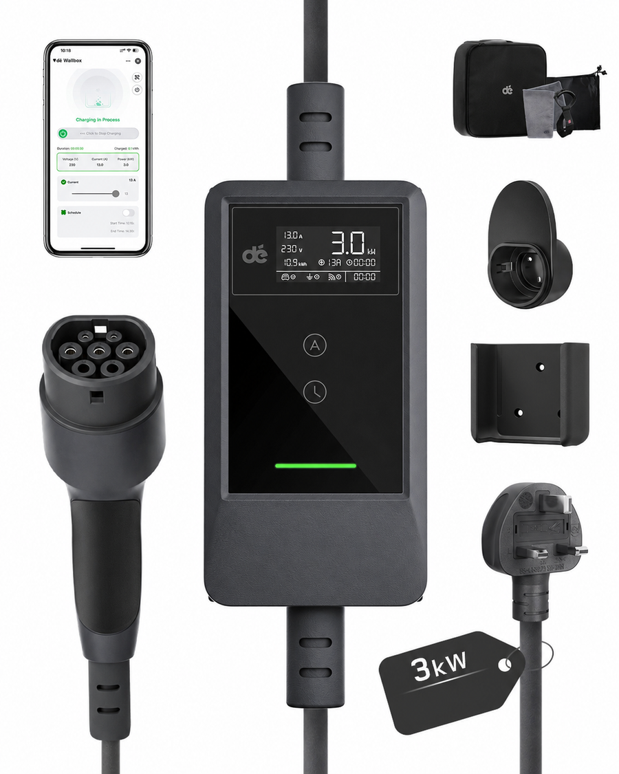 dé EV Charger 3 Pin Plug with App