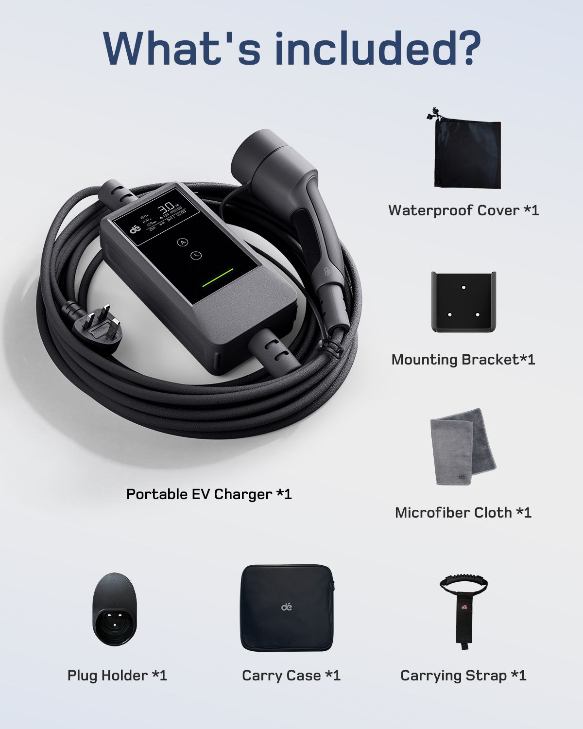 dé EV Charger 3 Pin Plug 10m with App