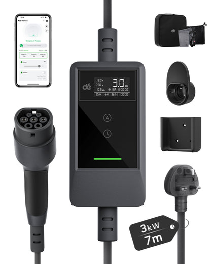 dé EV Charger 3 Pin Plug 10m with App