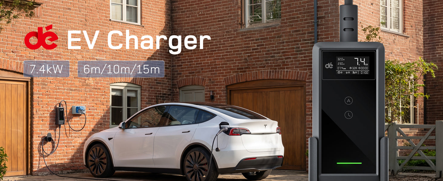 dé EV charger features and smart app control